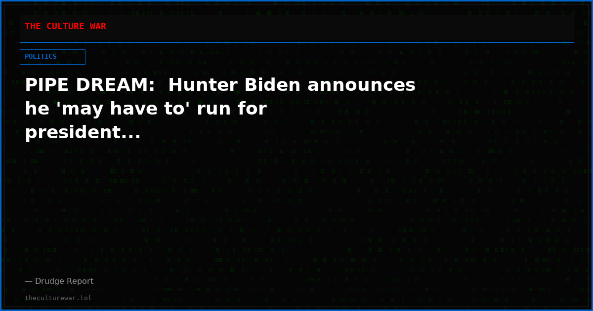 PIPE DREAM:  Hunter Biden announces he 'may have to' run for president...