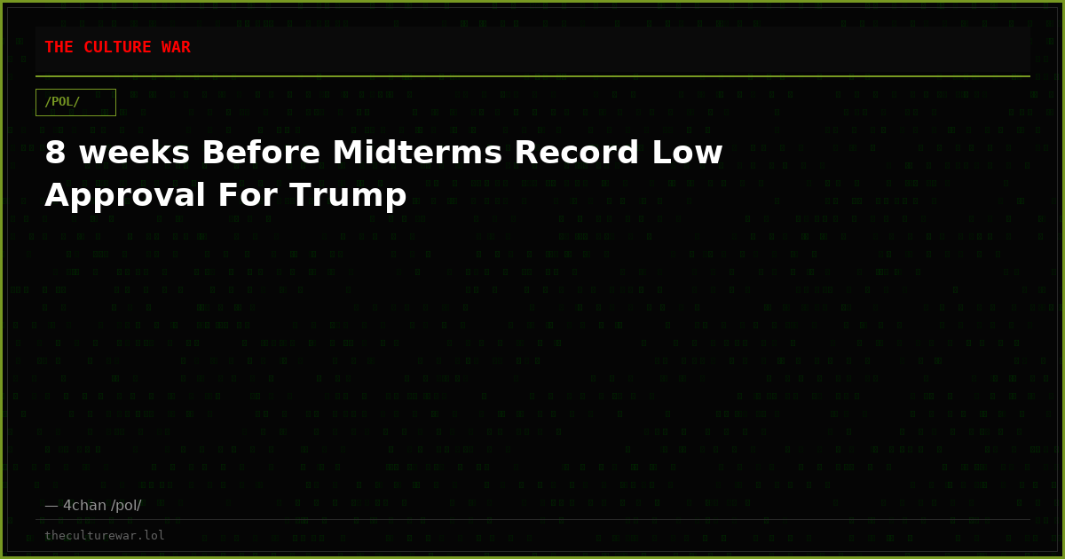 8 weeks Before Midterms Record Low Approval For Trump