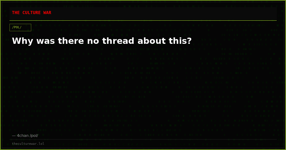 Why was there no thread about this?