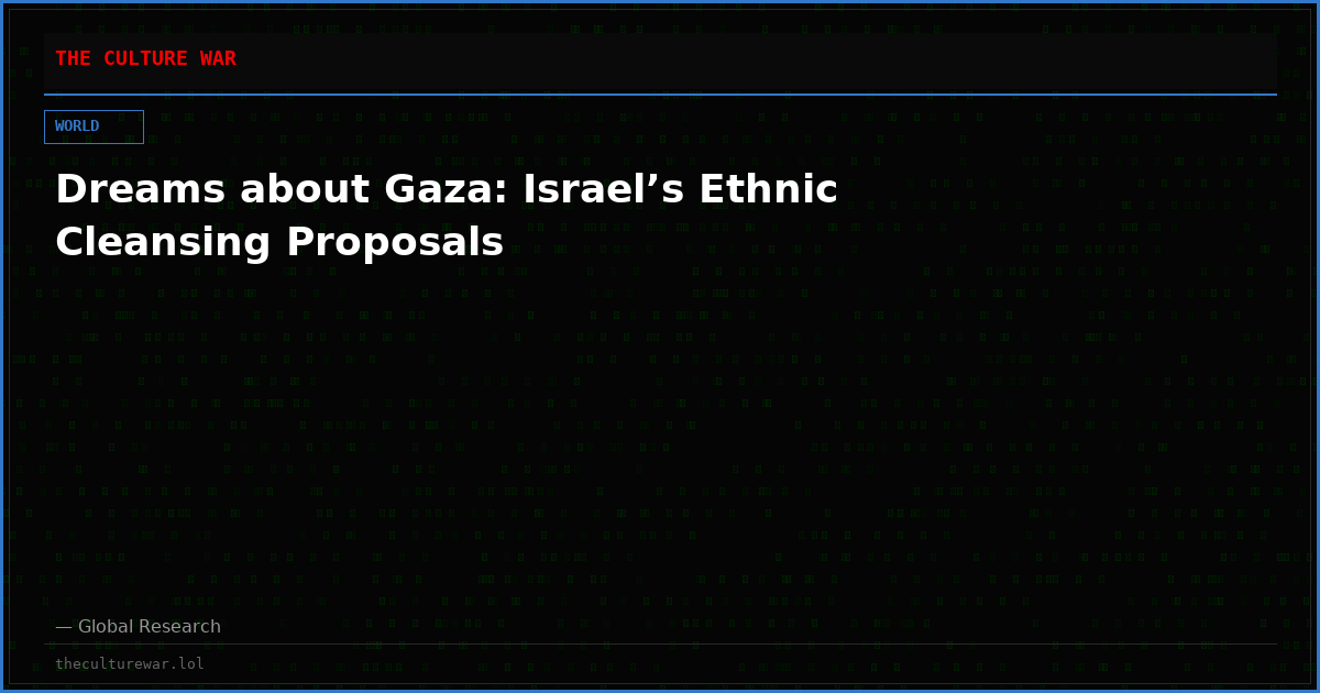 Dreams about Gaza: Israel’s Ethnic Cleansing Proposals