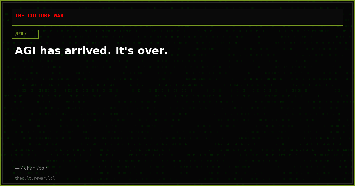 AGI has arrived. It's over.