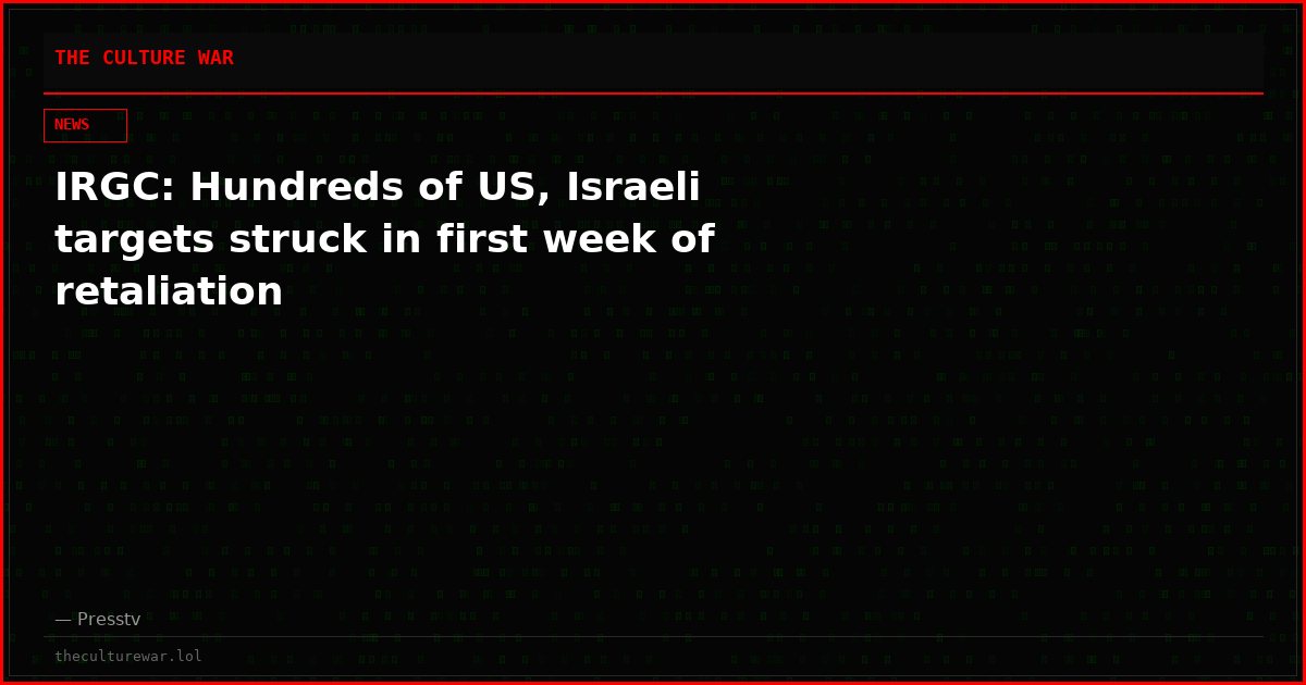 IRGC: Hundreds of US, Israeli targets struck in first week of retaliation