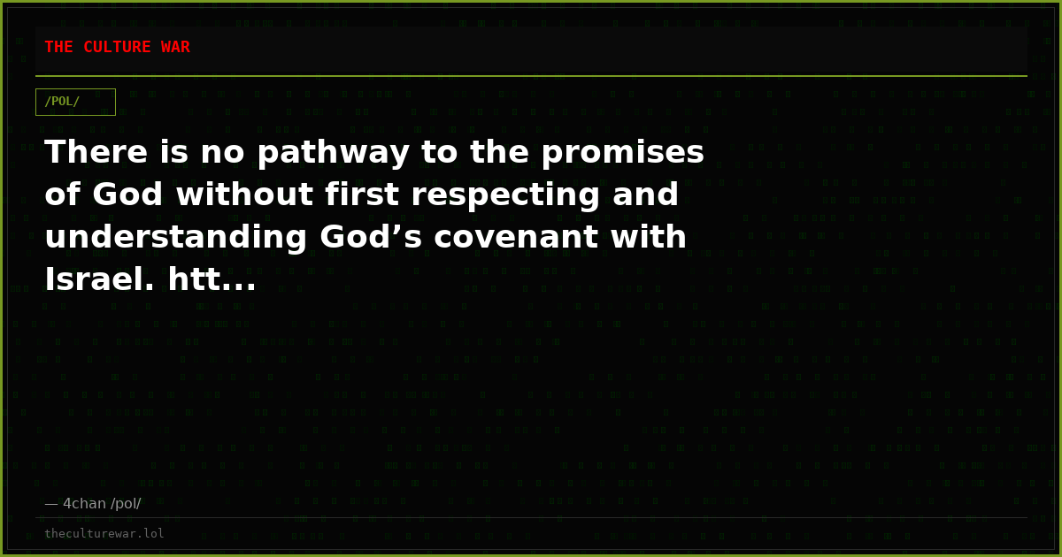 There is no pathway to the promises of God without first respecting and understanding God’s covenant with Israel. htt...
