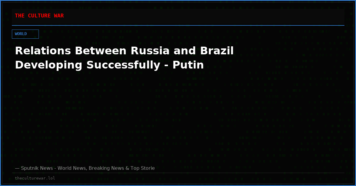 Relations Between Russia and Brazil Developing Successfully - Putin