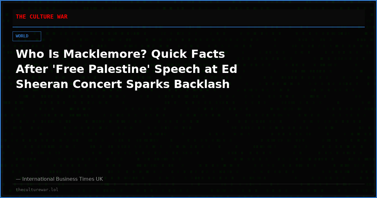 Who Is Macklemore? Quick Facts After 'Free Palestine' Speech at Ed Sheeran Concert Sparks Backlash