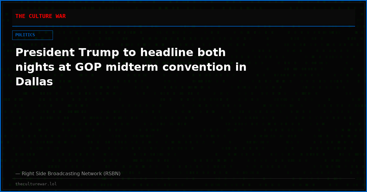 President Trump to headline both nights at GOP midterm convention in Dallas