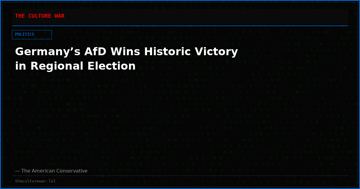 Germany’s AfD Wins Historic Victory in Regional Election