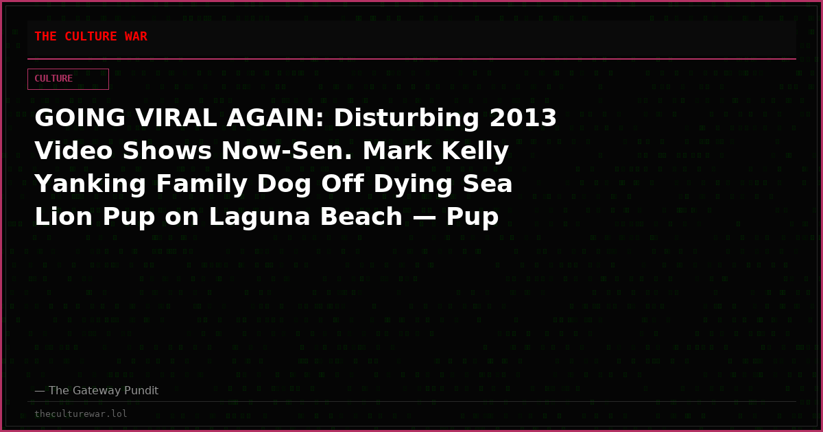 GOING VIRAL AGAIN: Disturbing 2013 Video Shows Now-Sen. Mark Kelly Yanking Family Dog Off Dying Sea Lion Pup on Laguna Beach — Pup Died, No Charges Filed