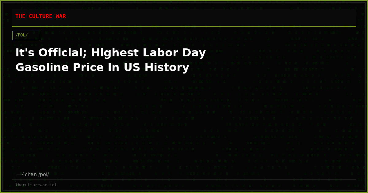 It's Official; Highest Labor Day Gasoline Price In US History