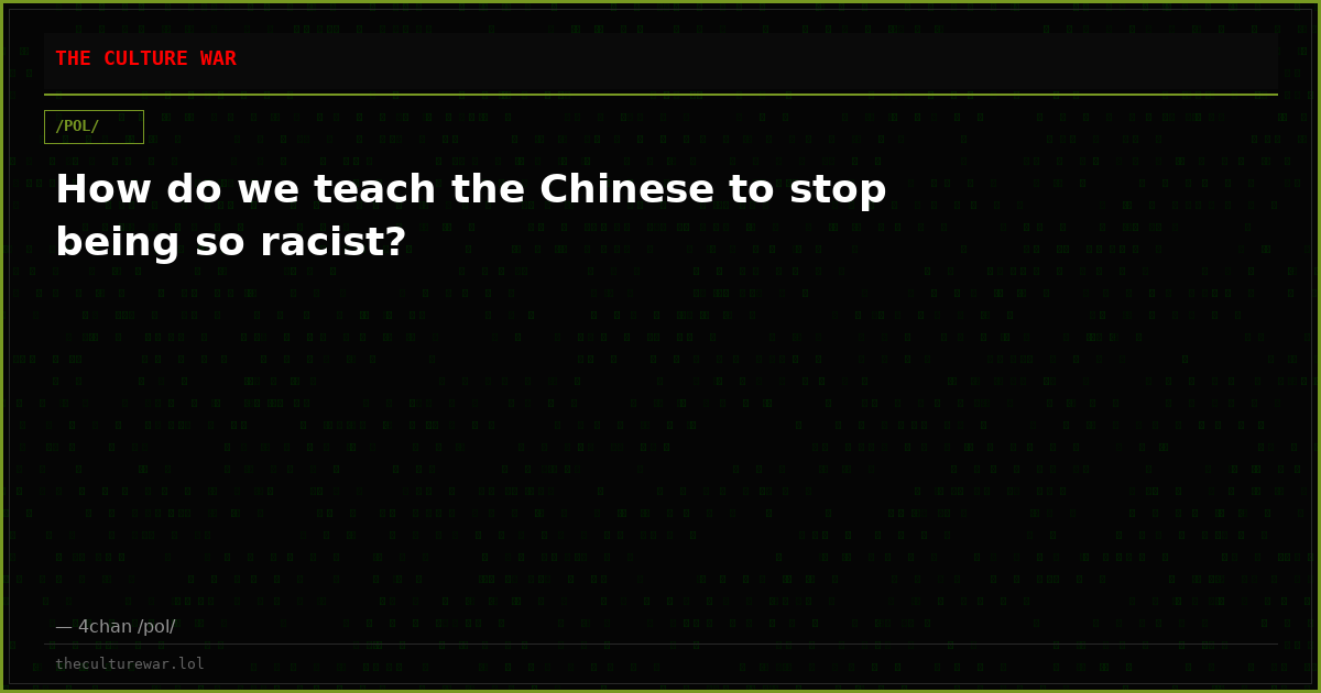 How do we teach the Chinese to stop being so racist?