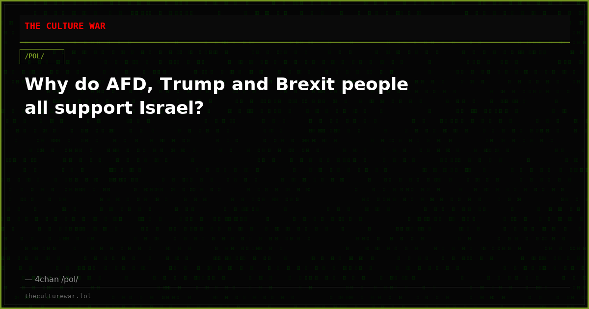 Why do AFD, Trump and Brexit people all support Israel?