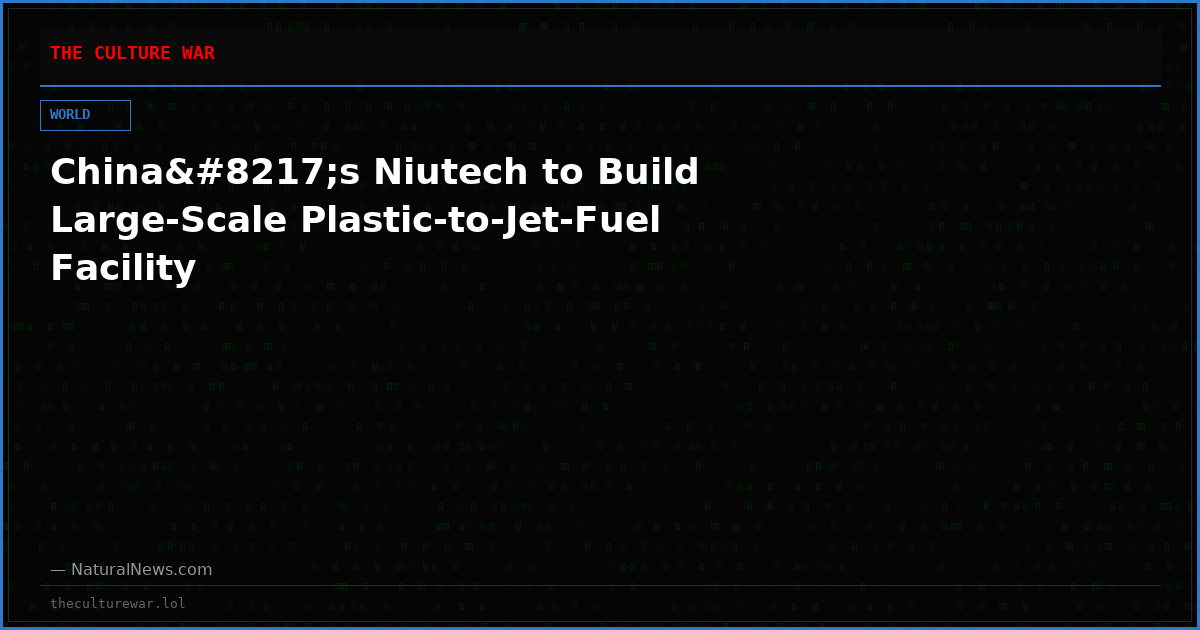 China’s Niutech to Build Large-Scale Plastic-to-Jet-Fuel Facility