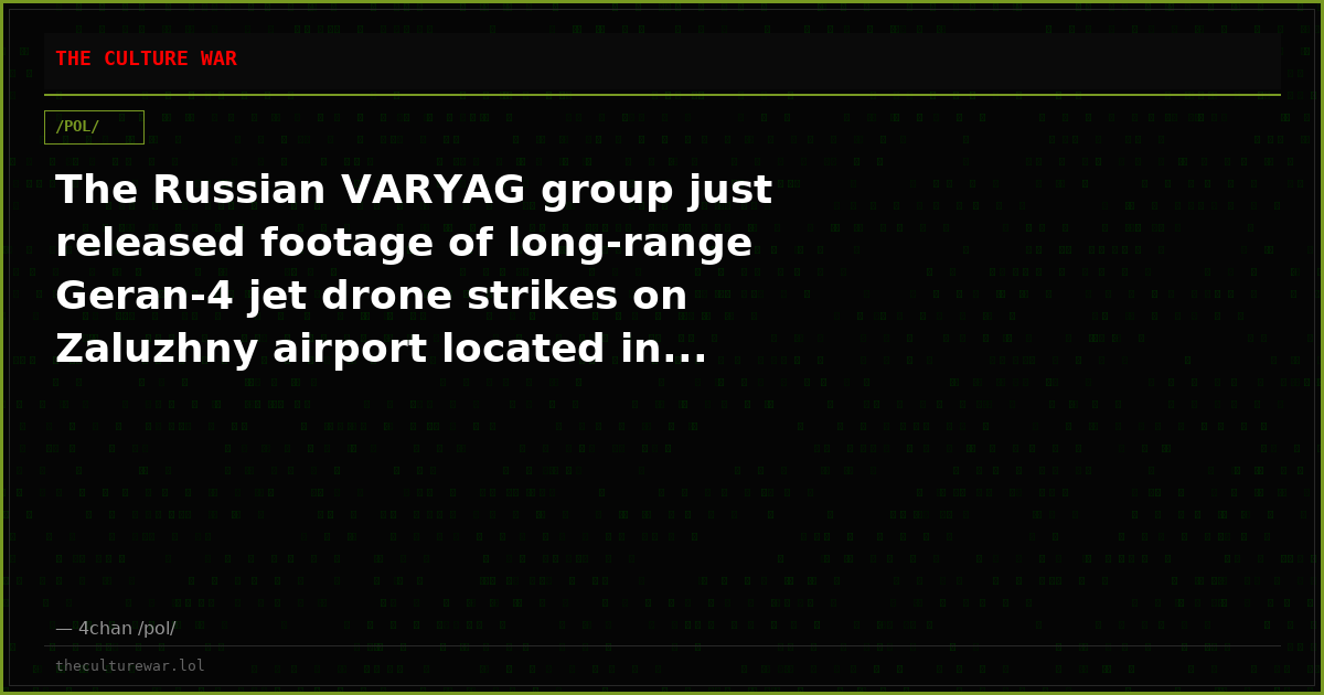 The Russian VARYAG group just released footage of long-range Geran-4 jet drone strikes on Zaluzhny airport located in...