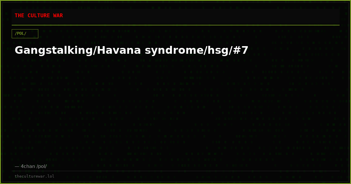 Gangstalking/Havana syndrome/hsg/#7