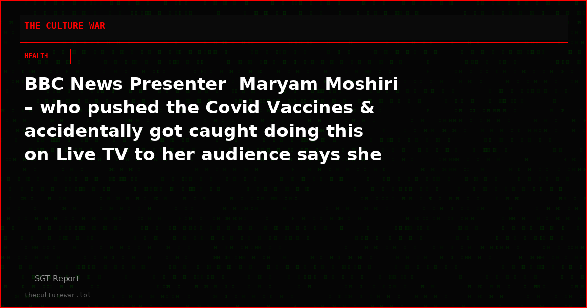 BBC News Presenter  Maryam Moshiri – who pushed the Covid Vaccines & accidentally got caught doing this on Live TV to her audience says she now has incurable Cancer
