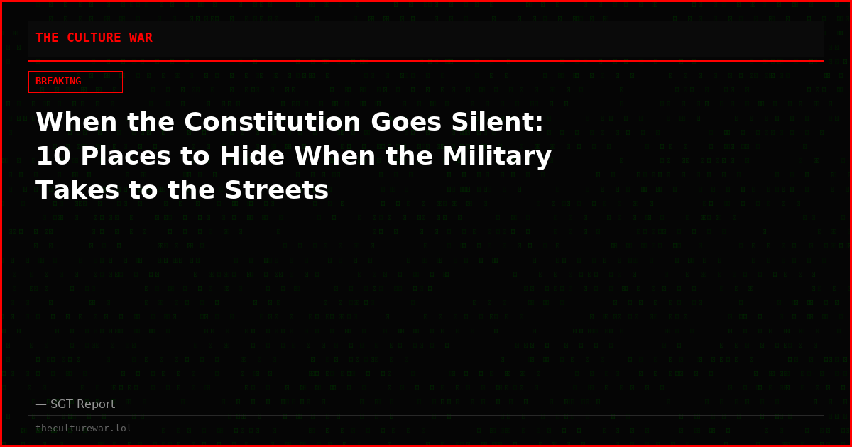 When the Constitution Goes Silent: 10 Places to Hide When the Military Takes to the Streets