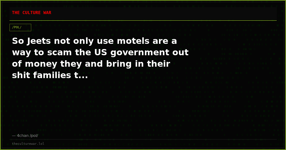 So Jeets not only use motels are a way to scam the US government out of money they and bring in their shit families t...
