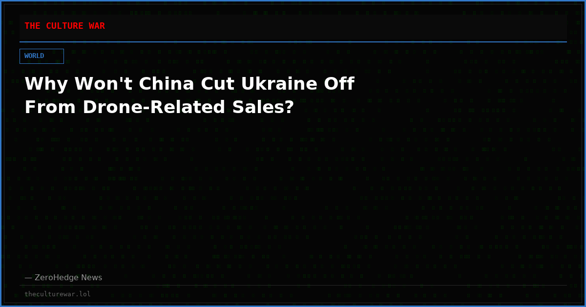 Why Won't China Cut Ukraine Off From Drone-Related Sales?