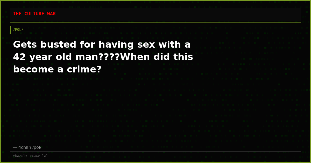 Gets busted for having sex with a 42 year old man????When did this become a crime?