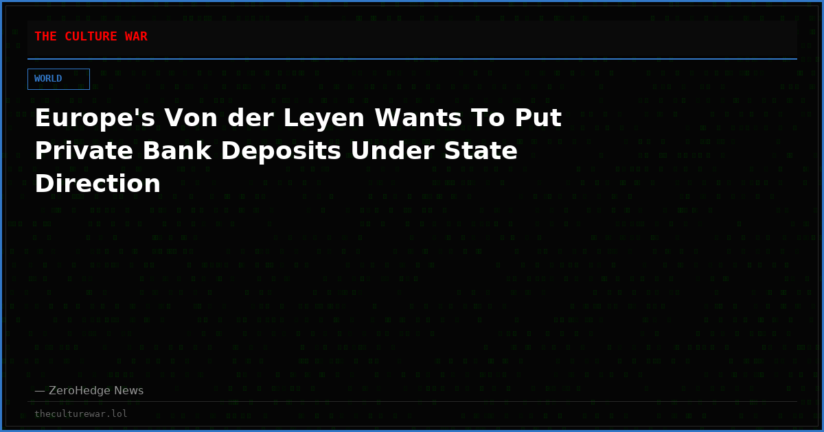 Europe's Von der Leyen Wants To Put Private Bank Deposits Under State Direction