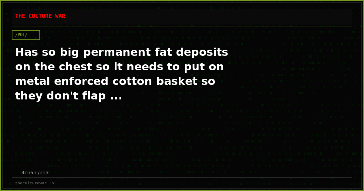 Has so big permanent fat deposits on the chest so it needs to put on metal enforced cotton basket so they don't flap ...