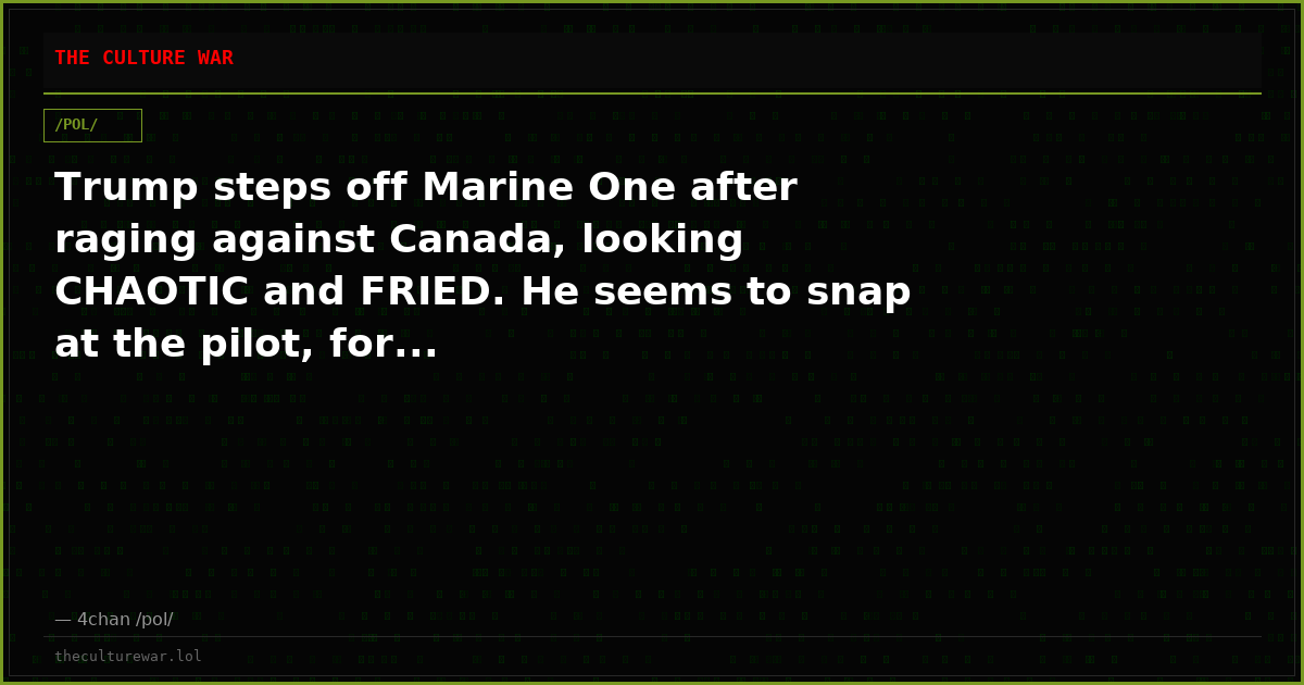 Trump steps off Marine One after raging against Canada, looking CHAOTIC and FRIED. He seems to snap at the pilot, for...