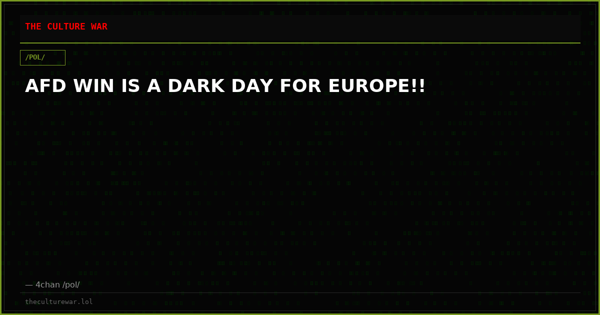 AFD WIN IS A DARK DAY FOR EUROPE!!