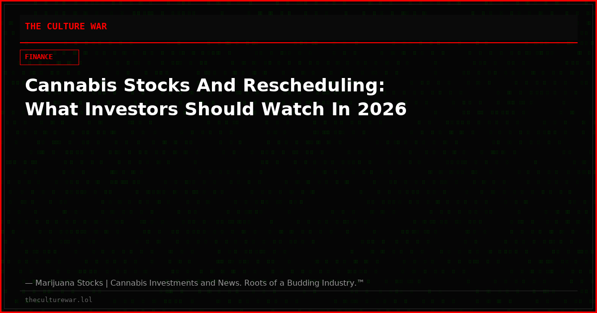 Cannabis Stocks And Rescheduling: What Investors Should Watch In 2026