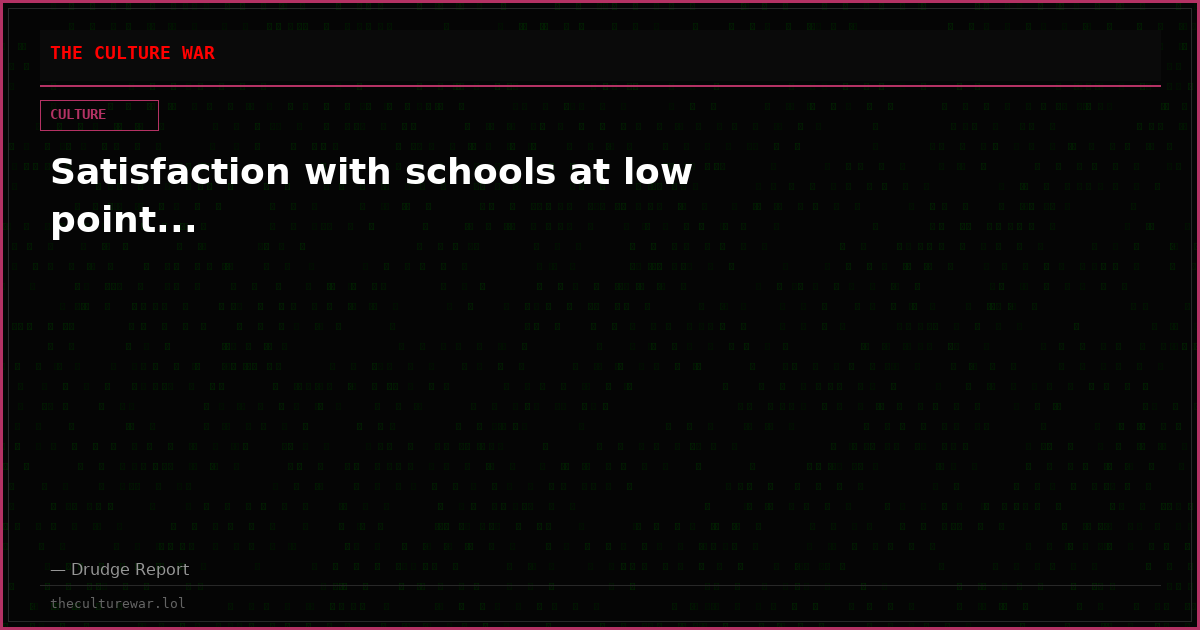 Satisfaction with schools at low point...