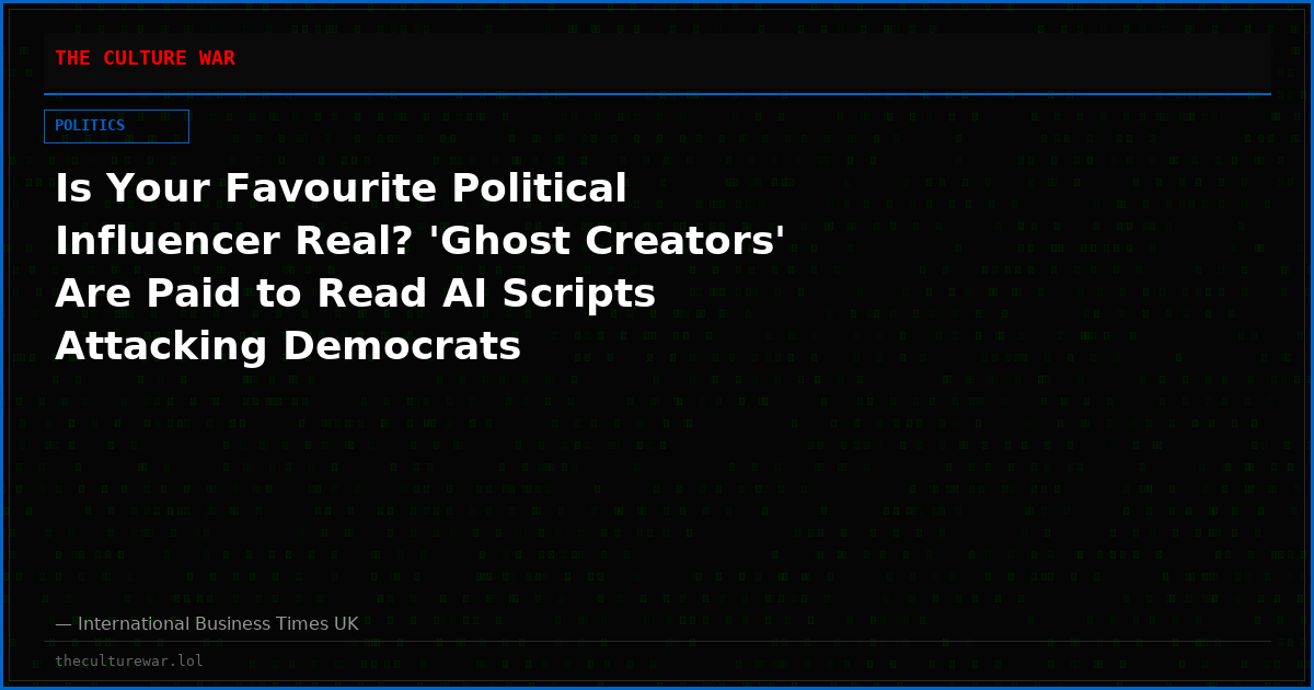 Is Your Favourite Political Influencer Real? 'Ghost Creators' Are Paid to Read AI Scripts Attacking Democrats