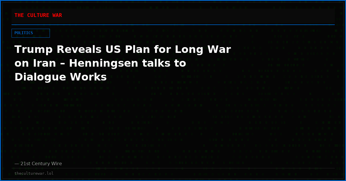 Trump Reveals US Plan for Long War on Iran – Henningsen talks to Dialogue Works