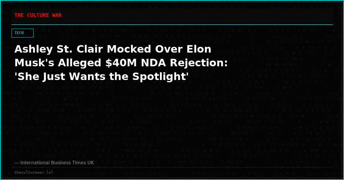 Ashley St. Clair Mocked Over Elon Musk's Alleged $40M NDA Rejection: 'She Just Wants the Spotlight'