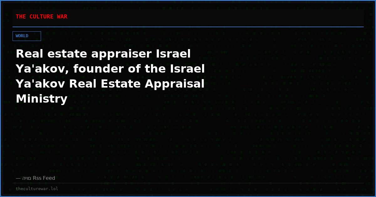 Real estate appraiser Israel Ya'akov, founder of the Israel Ya'akov Real Estate Appraisal Ministry