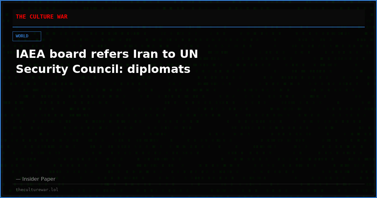 IAEA board refers Iran to UN Security Council: diplomats