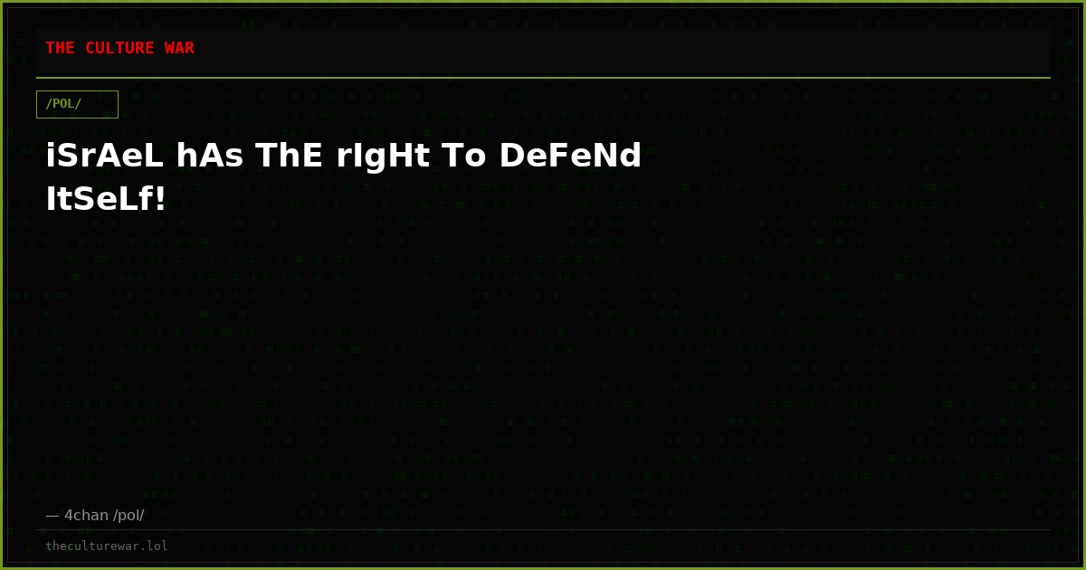 iSrAeL hAs ThE rIgHt To DeFeNd ItSeLf!