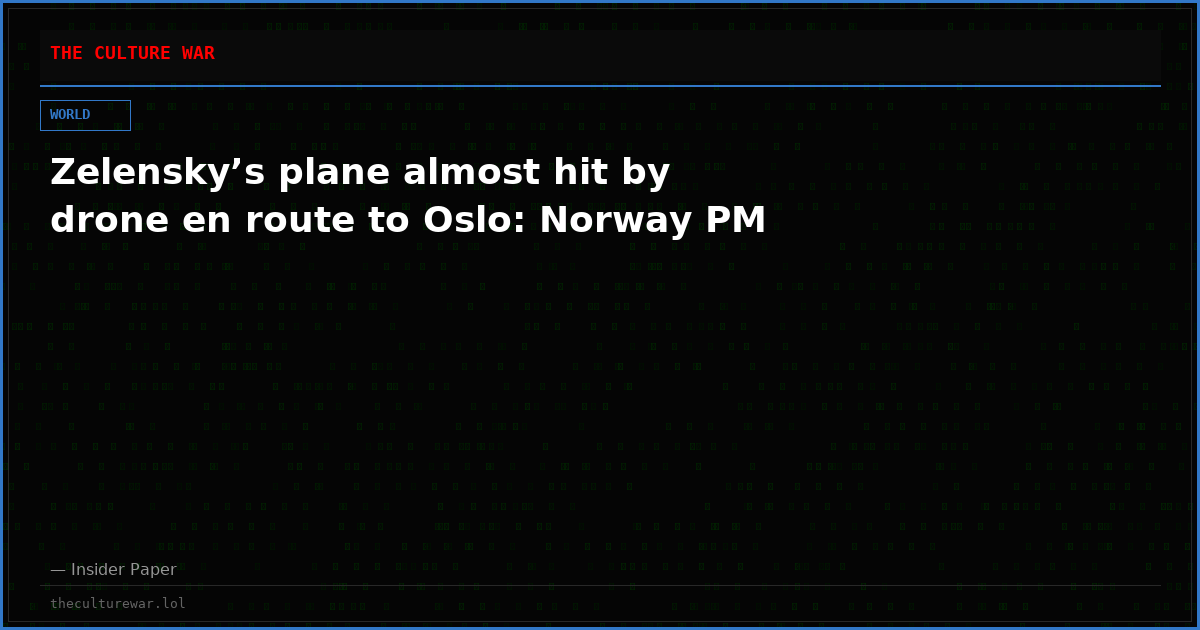 Zelensky’s plane almost hit by drone en route to Oslo: Norway PM
