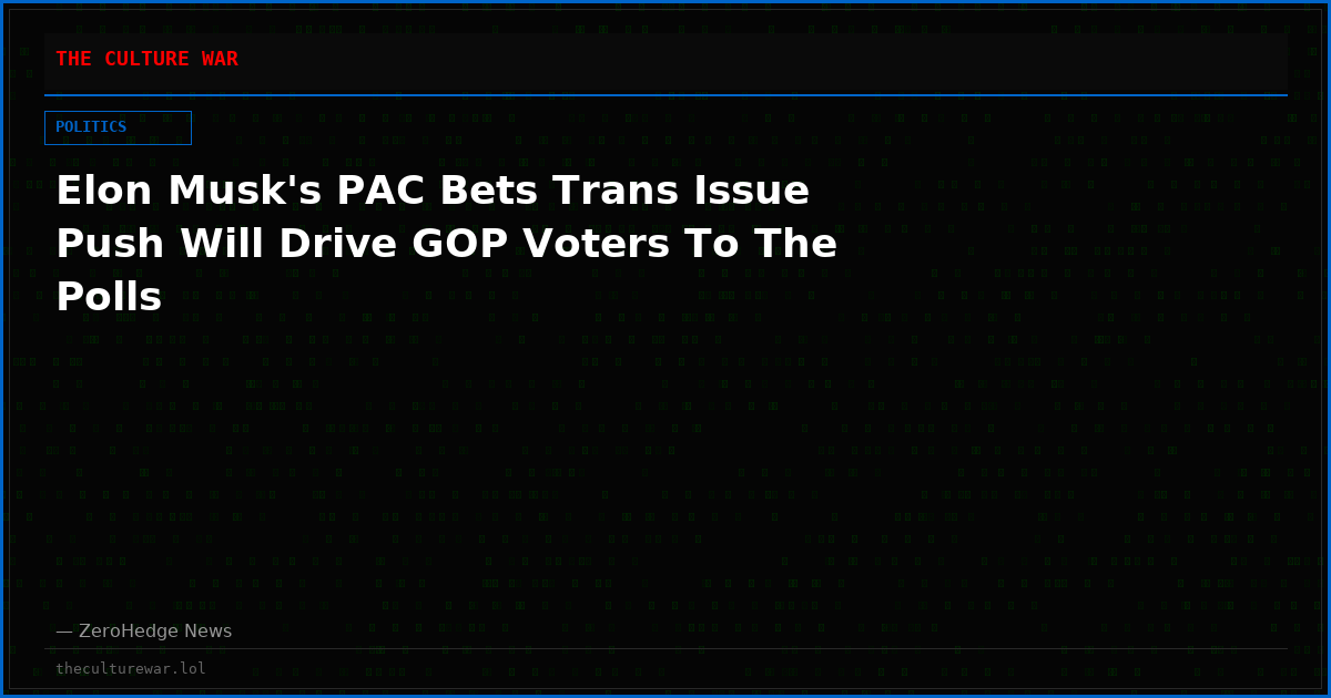 Elon Musk's PAC Bets Trans Issue Push Will Drive GOP Voters To The Polls