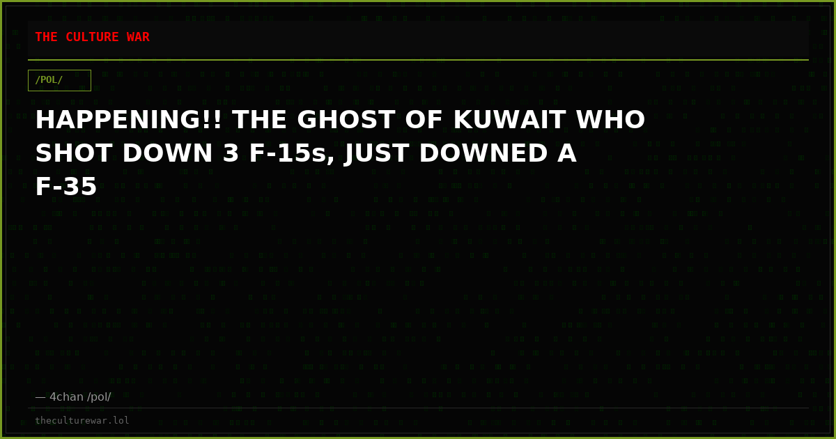 HAPPENING!! THE GHOST OF KUWAIT WHO SHOT DOWN 3 F-15s, JUST DOWNED A F-35
