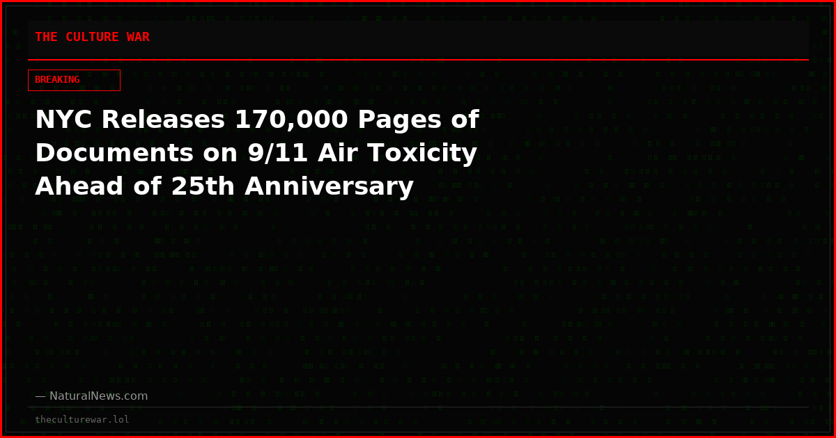 NYC Releases 170,000 Pages of Documents on 9/11 Air Toxicity Ahead of 25th Anniversary