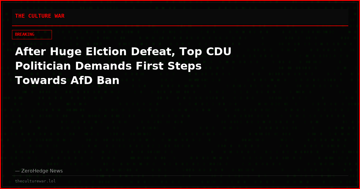 After Huge Elction Defeat, Top CDU Politician Demands First Steps Towards AfD Ban
