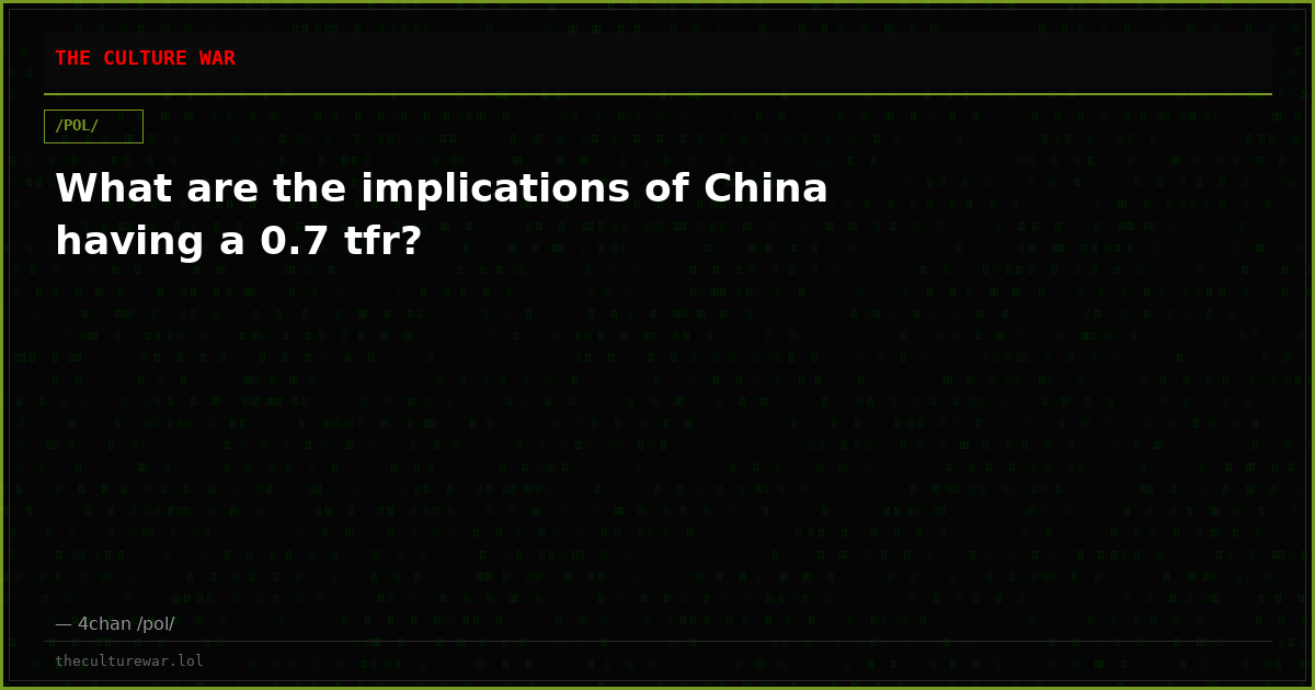 What are the implications of China having a 0.7 tfr?