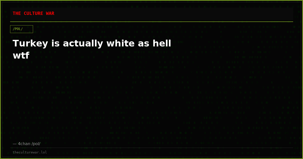 Turkey is actually white as hell wtf