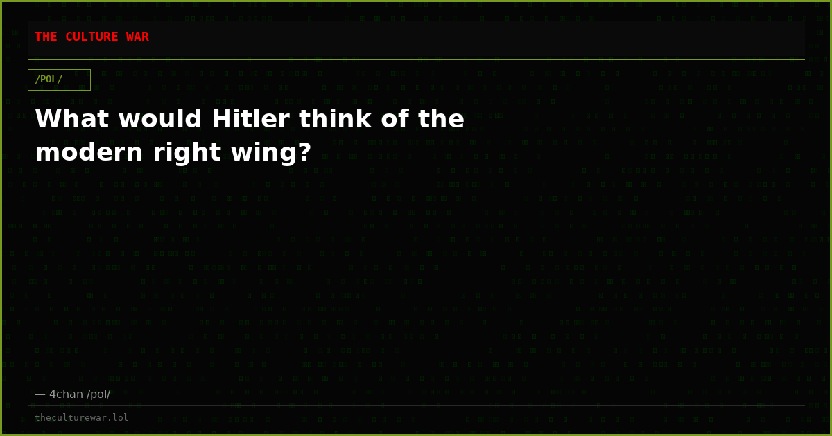 What would Hitler think of the modern right wing?