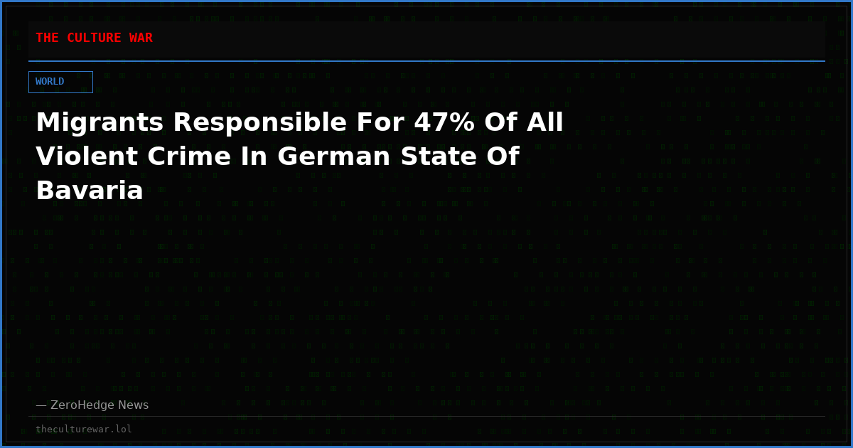 Migrants Responsible For 47% Of All Violent Crime In German State Of Bavaria