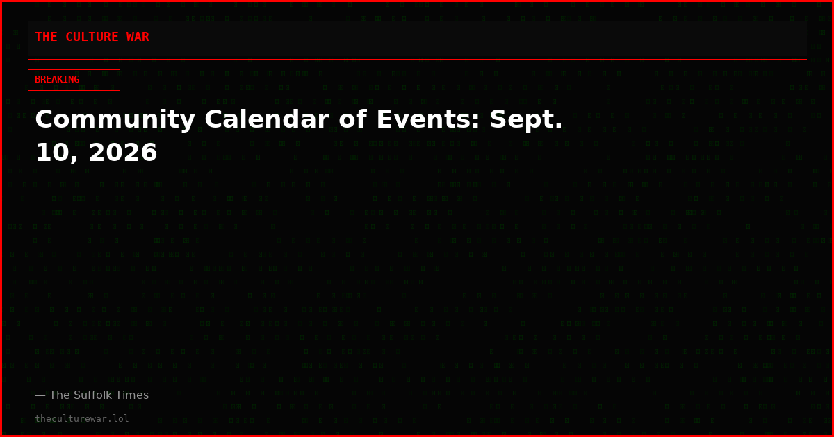Community Calendar of Events: Sept. 10, 2026