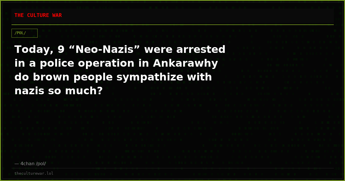 Today, 9 “Neo-Nazis” were arrested in a police operation in Ankarawhy do brown people sympathize with nazis so much?