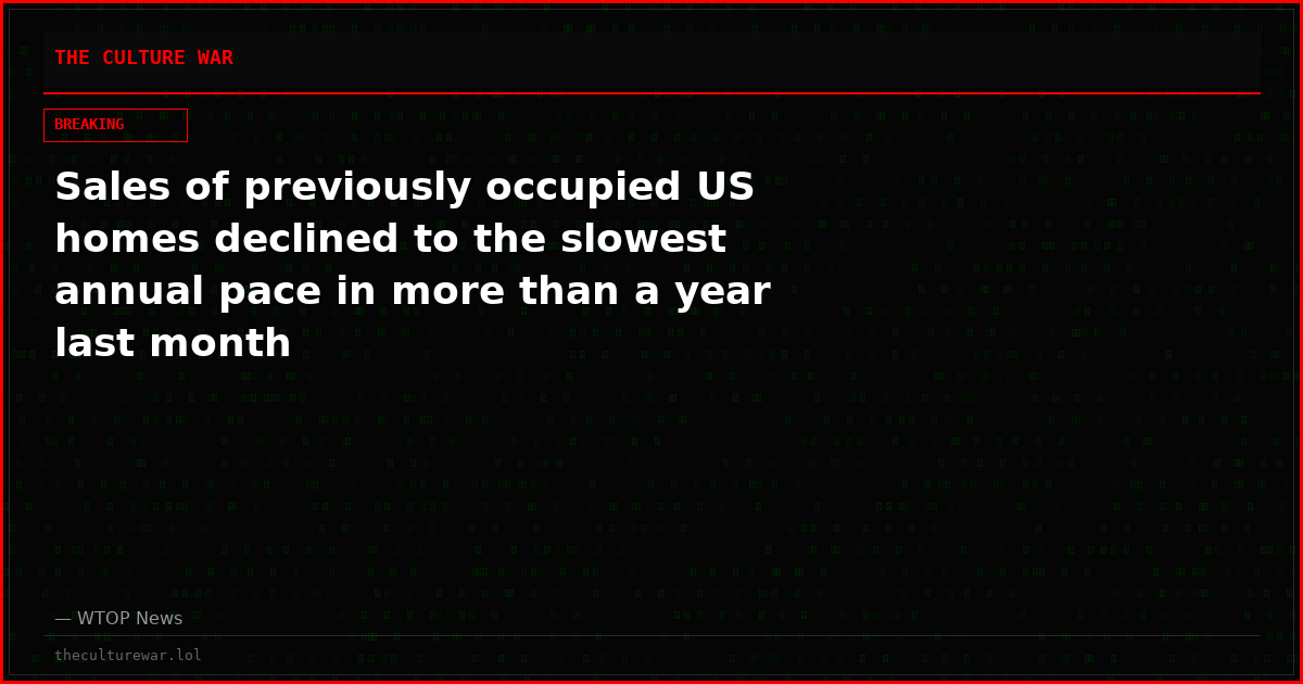 Sales of previously occupied US homes declined to the slowest annual pace in more than a year last month