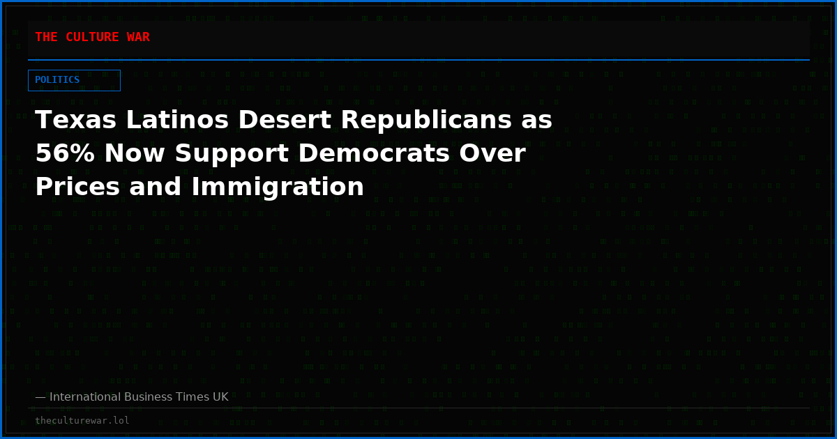Texas Latinos Desert Republicans as 56% Now Support Democrats Over Prices and Immigration