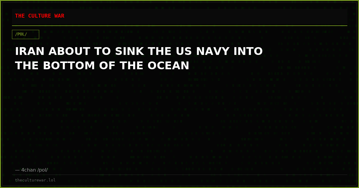 IRAN ABOUT TO SINK THE US NAVY INTO THE BOTTOM OF THE OCEAN