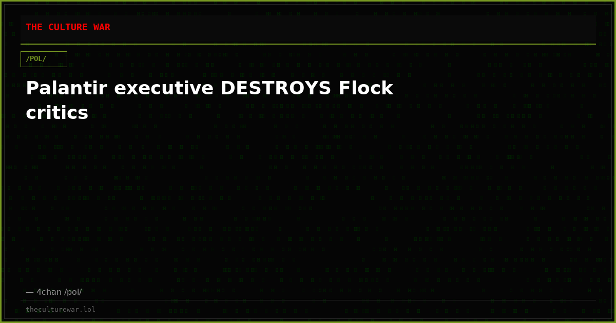 Palantir executive DESTROYS Flock critics